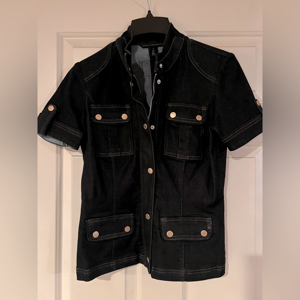 WHBM short sleeve jean denim shacket - size 6